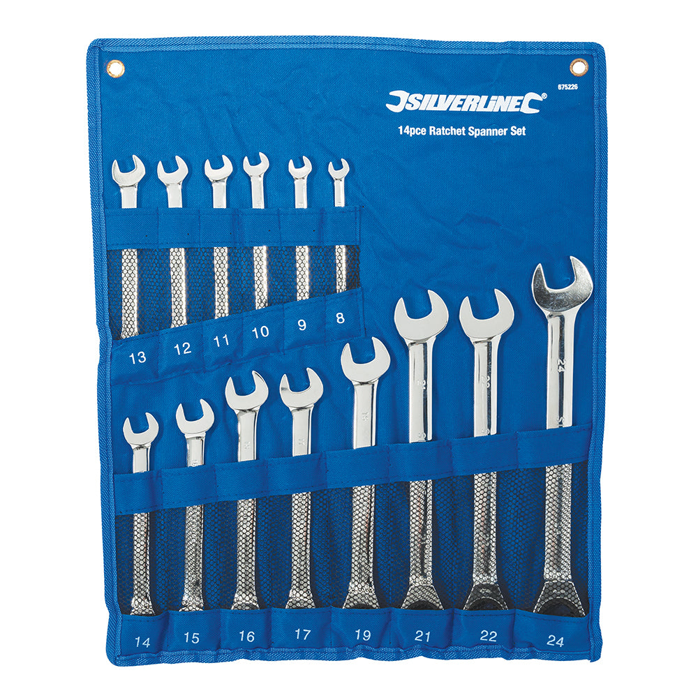 Fixed Head Ratchet Spanner Set 14pce