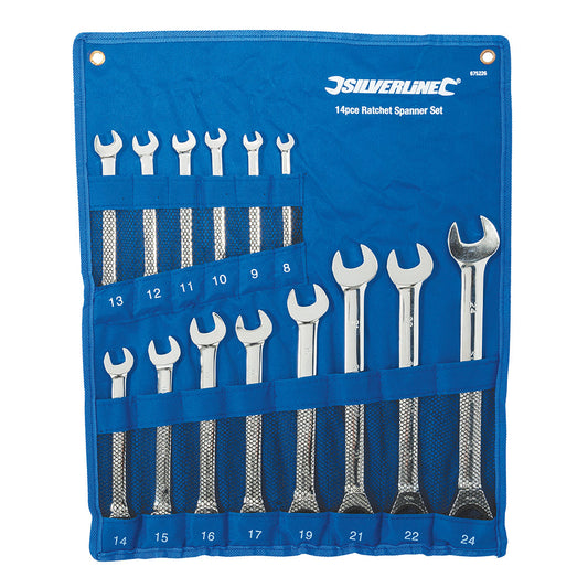Fixed Head Ratchet Spanner Set 14pce