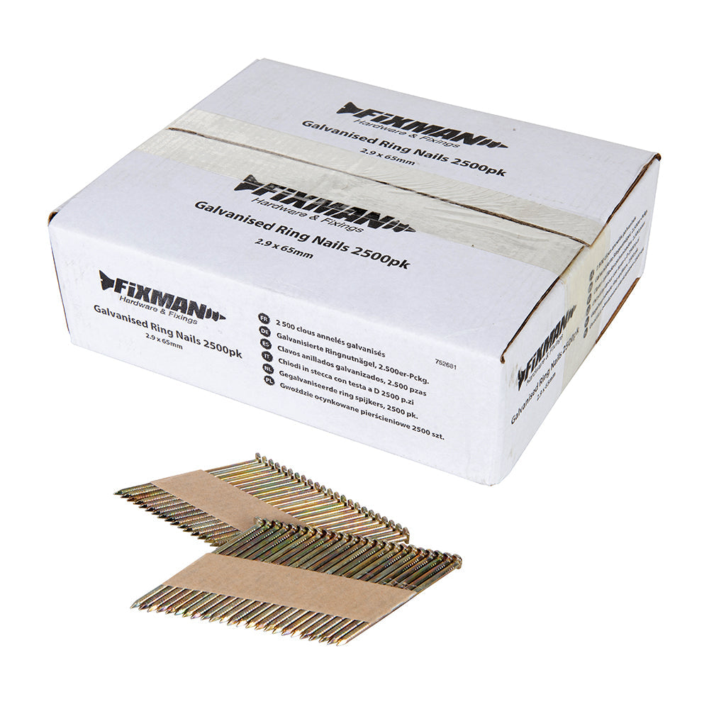 Fixman Galvanised Ring Nails 2500pk - Damaged Packaging