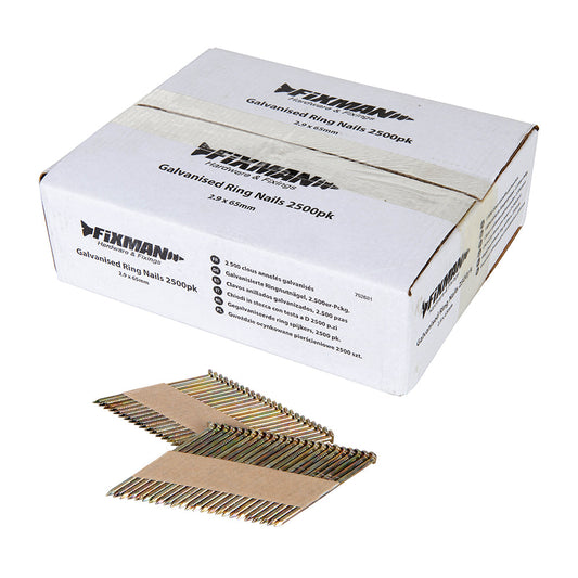 Fixman Galvanised Ring Nails 2500pk - Damaged Packaging