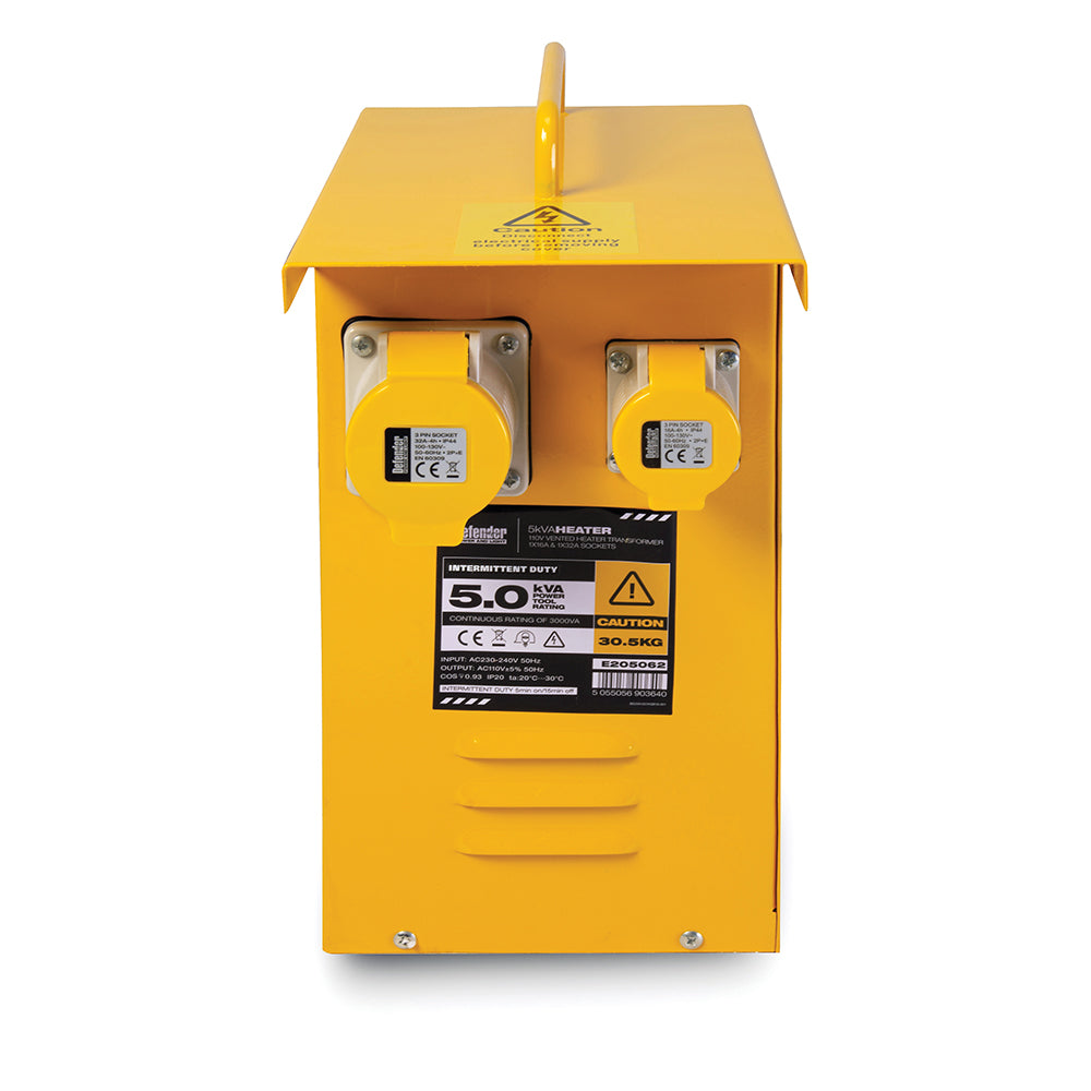 Defender 5kVA Metal Heater Transformer 16A / 32A 110V - Damaged Packaging
