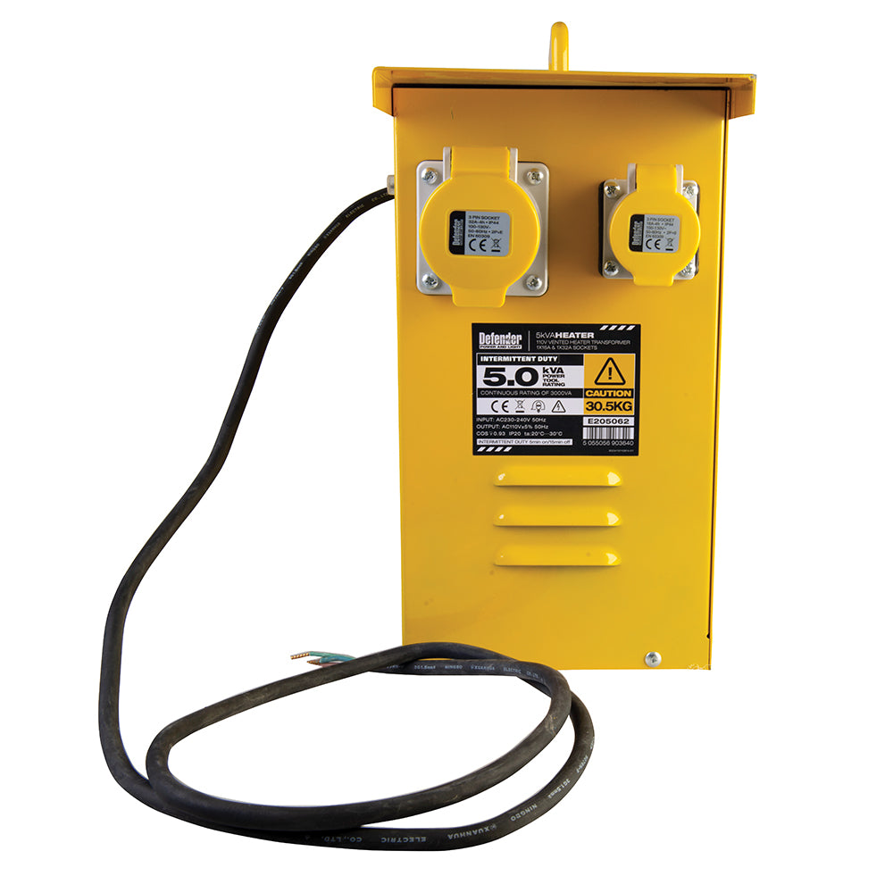 Defender 5kVA Metal Heater Transformer 16A / 32A 110V - Damaged Packaging